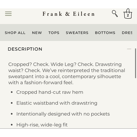 New Frank & Eileen Navy Wide Leg Sweatpants Catherine M - Picture 5 of 5